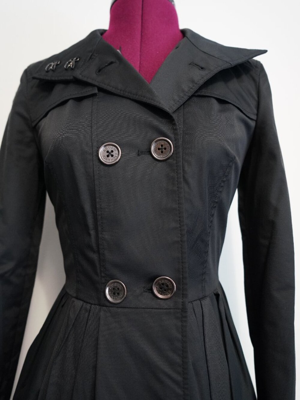 Armani Exchange Pleated Jacket-Wmns XS-Cotton-Loose Collar Button-w/ Garment Bag - Picture 2 of 12